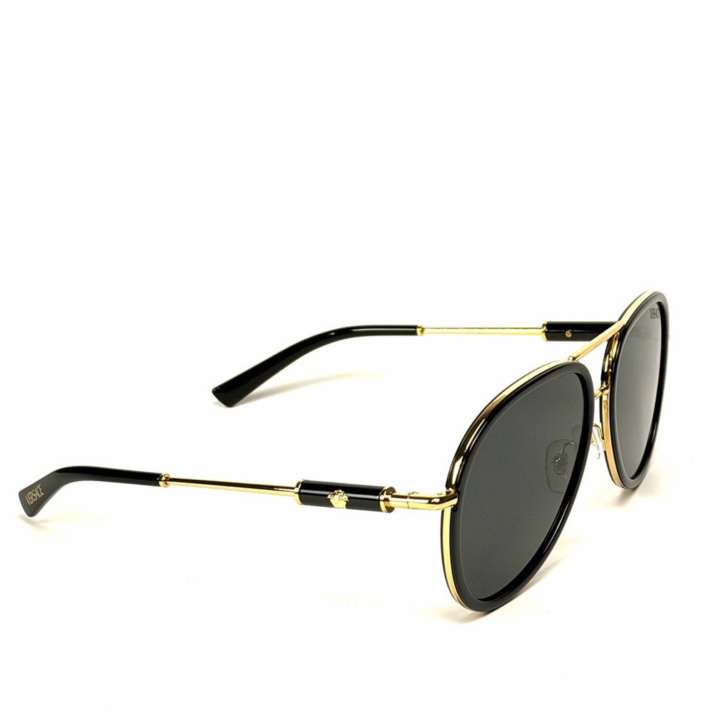 Versace Mod 2260 1002/87 Black Gold Aviator Pilot Authentic New - Picture 7 of 13